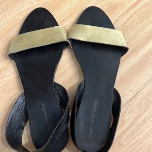 Zara black and gold flat sandals